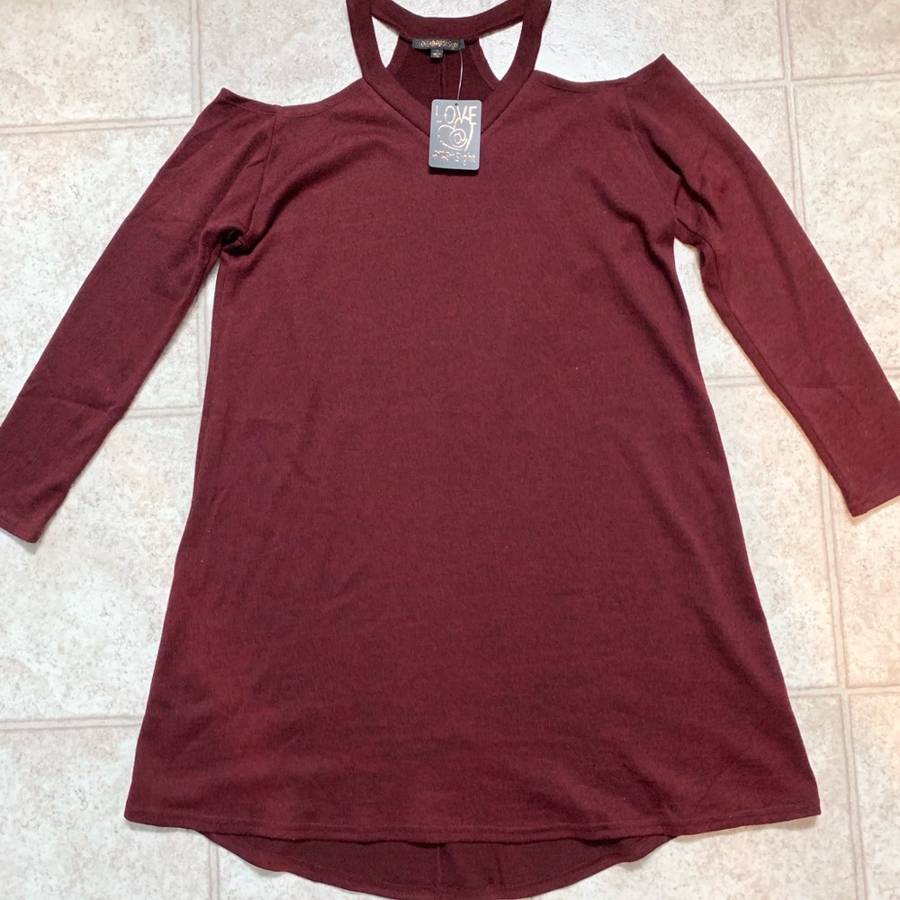 Lulu’s burgandy long sleeve dress